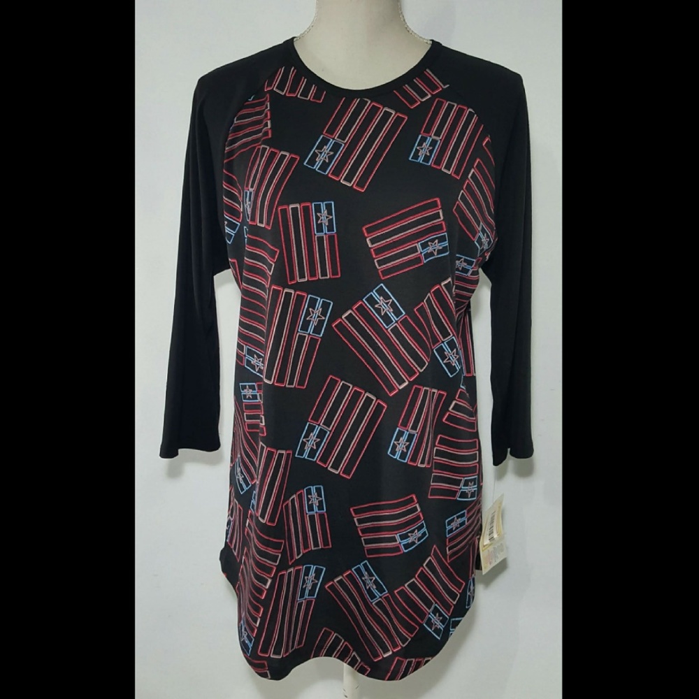 LuLaRoe NEW Womens Americana Randy T Shirt Flags